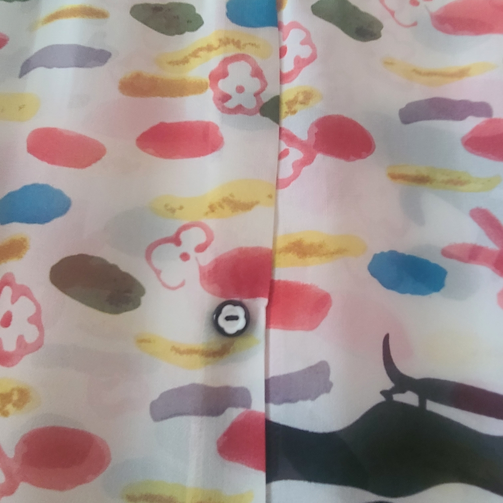 Source Unknown Pink & Multicolor Abstract Print Button-Down Top - Picture 4 of 6